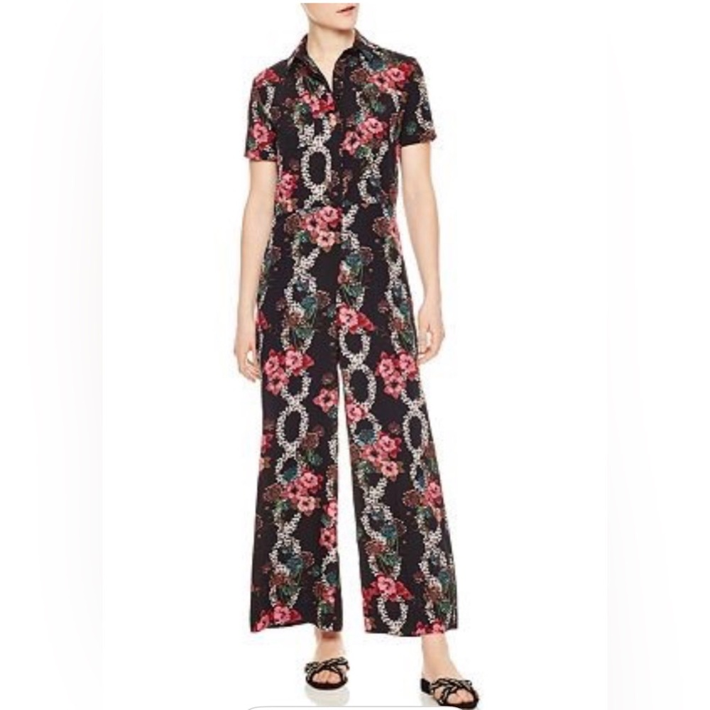 Sandro Paris Women's Jumpsuit Floral Black Sz 34, US 2 (XS-S)